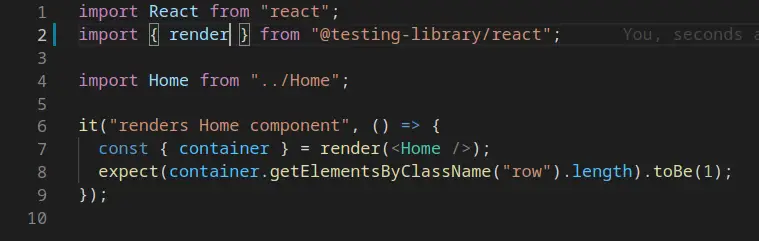 Test written by React Testing Library 