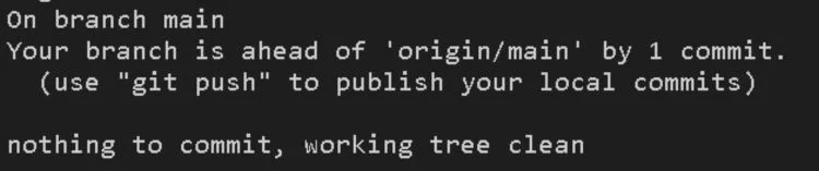 Your branch is ahead of origin/master by 1 commit